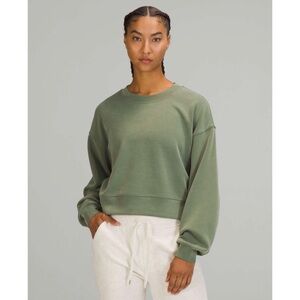 Lululemon Softstreme Perfectly Oversized Cropped Crew Sweatshirt Green Twill 14